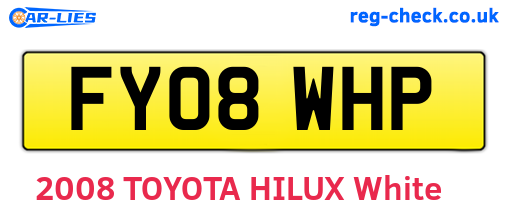 FY08WHP are the vehicle registration plates.