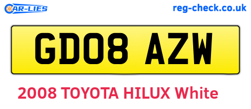 GD08AZW are the vehicle registration plates.