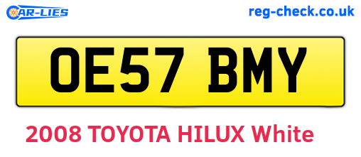 OE57BMY are the vehicle registration plates.