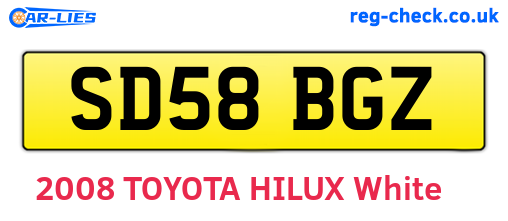 SD58BGZ are the vehicle registration plates.