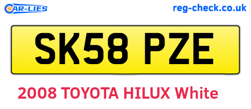 SK58PZE are the vehicle registration plates.