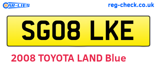 SG08LKE are the vehicle registration plates.