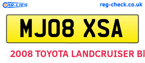 MJ08XSA are the vehicle registration plates.