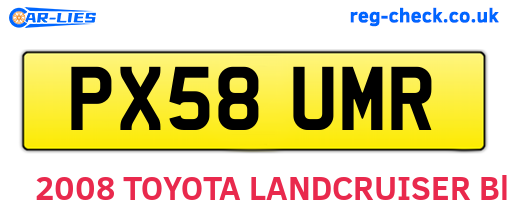 PX58UMR are the vehicle registration plates.