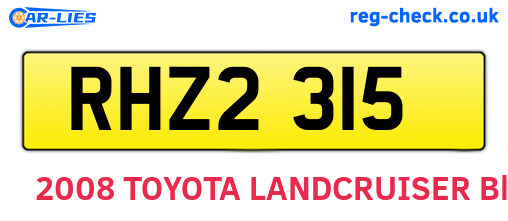 RHZ2315 are the vehicle registration plates.