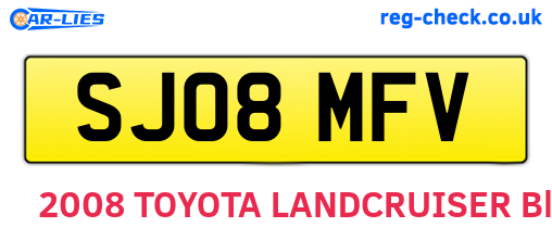 SJ08MFV are the vehicle registration plates.