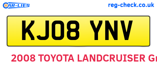 KJ08YNV are the vehicle registration plates.