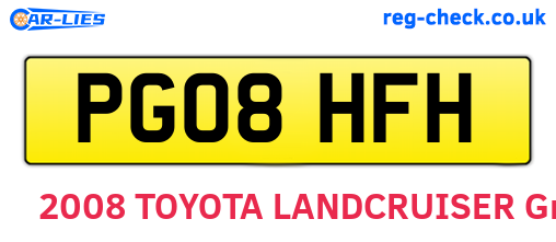 PG08HFH are the vehicle registration plates.
