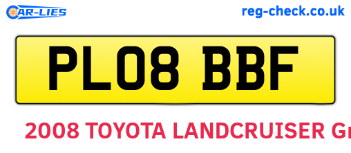 PL08BBF are the vehicle registration plates.
