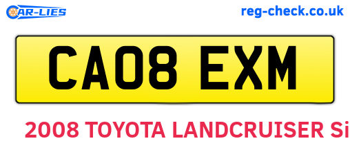 CA08EXM are the vehicle registration plates.