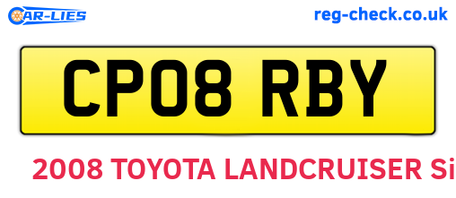 CP08RBY are the vehicle registration plates.