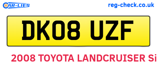 DK08UZF are the vehicle registration plates.