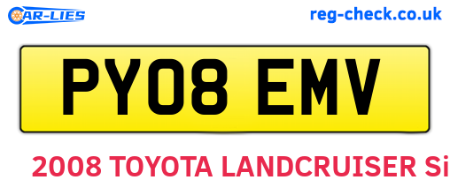 PY08EMV are the vehicle registration plates.