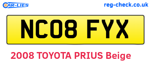 NC08FYX are the vehicle registration plates.