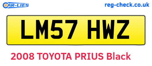LM57HWZ are the vehicle registration plates.