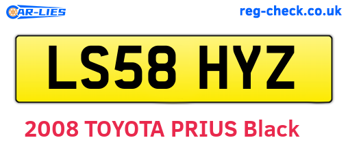 LS58HYZ are the vehicle registration plates.