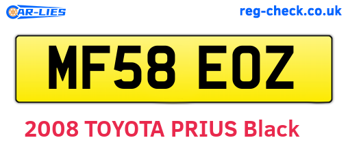 MF58EOZ are the vehicle registration plates.