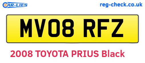 MV08RFZ are the vehicle registration plates.
