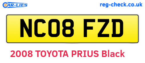NC08FZD are the vehicle registration plates.