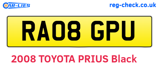 RA08GPU are the vehicle registration plates.
