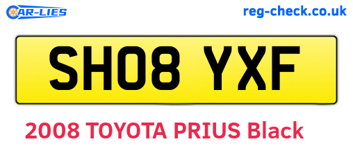 SH08YXF are the vehicle registration plates.