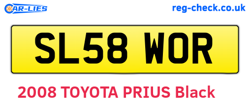 SL58WOR are the vehicle registration plates.