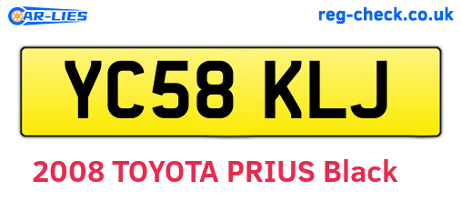 YC58KLJ are the vehicle registration plates.