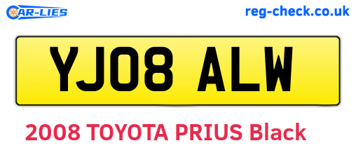 YJ08ALW are the vehicle registration plates.