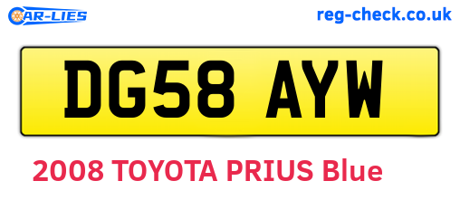 DG58AYW are the vehicle registration plates.