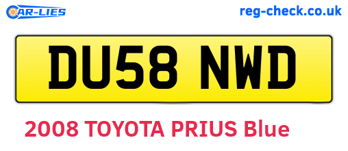 DU58NWD are the vehicle registration plates.