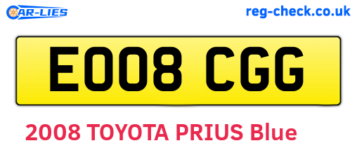 EO08CGG are the vehicle registration plates.