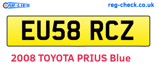 EU58RCZ are the vehicle registration plates.