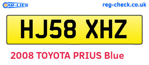 HJ58XHZ are the vehicle registration plates.