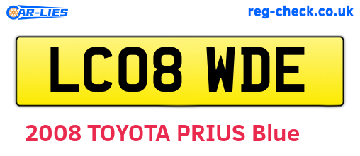 LC08WDE are the vehicle registration plates.
