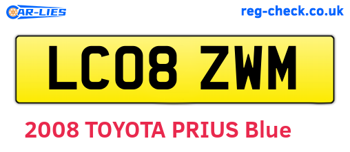 LC08ZWM are the vehicle registration plates.