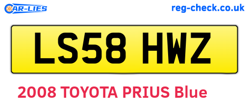 LS58HWZ are the vehicle registration plates.
