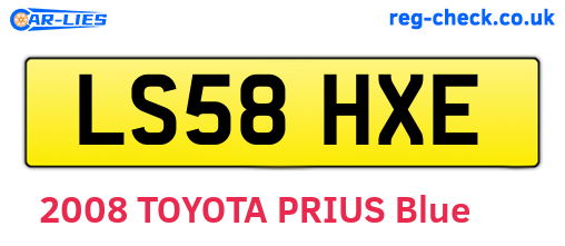 LS58HXE are the vehicle registration plates.