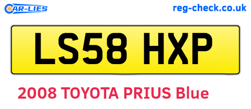 LS58HXP are the vehicle registration plates.