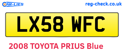 LX58WFC are the vehicle registration plates.