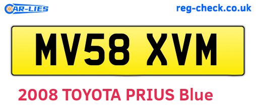 MV58XVM are the vehicle registration plates.