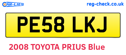 PE58LKJ are the vehicle registration plates.