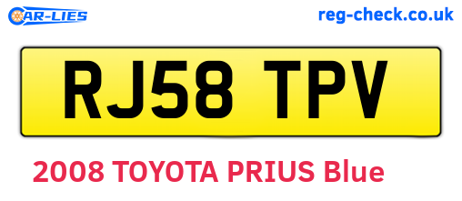 RJ58TPV are the vehicle registration plates.