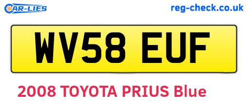 WV58EUF are the vehicle registration plates.