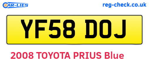 YF58DOJ are the vehicle registration plates.