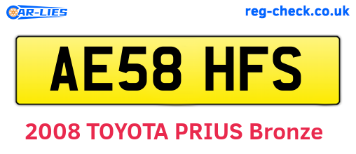 AE58HFS are the vehicle registration plates.