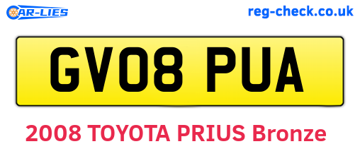GV08PUA are the vehicle registration plates.