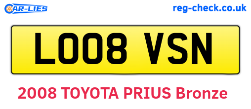 LO08VSN are the vehicle registration plates.