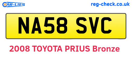 NA58SVC are the vehicle registration plates.