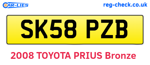 SK58PZB are the vehicle registration plates.
