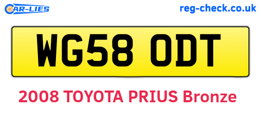 WG58ODT are the vehicle registration plates.